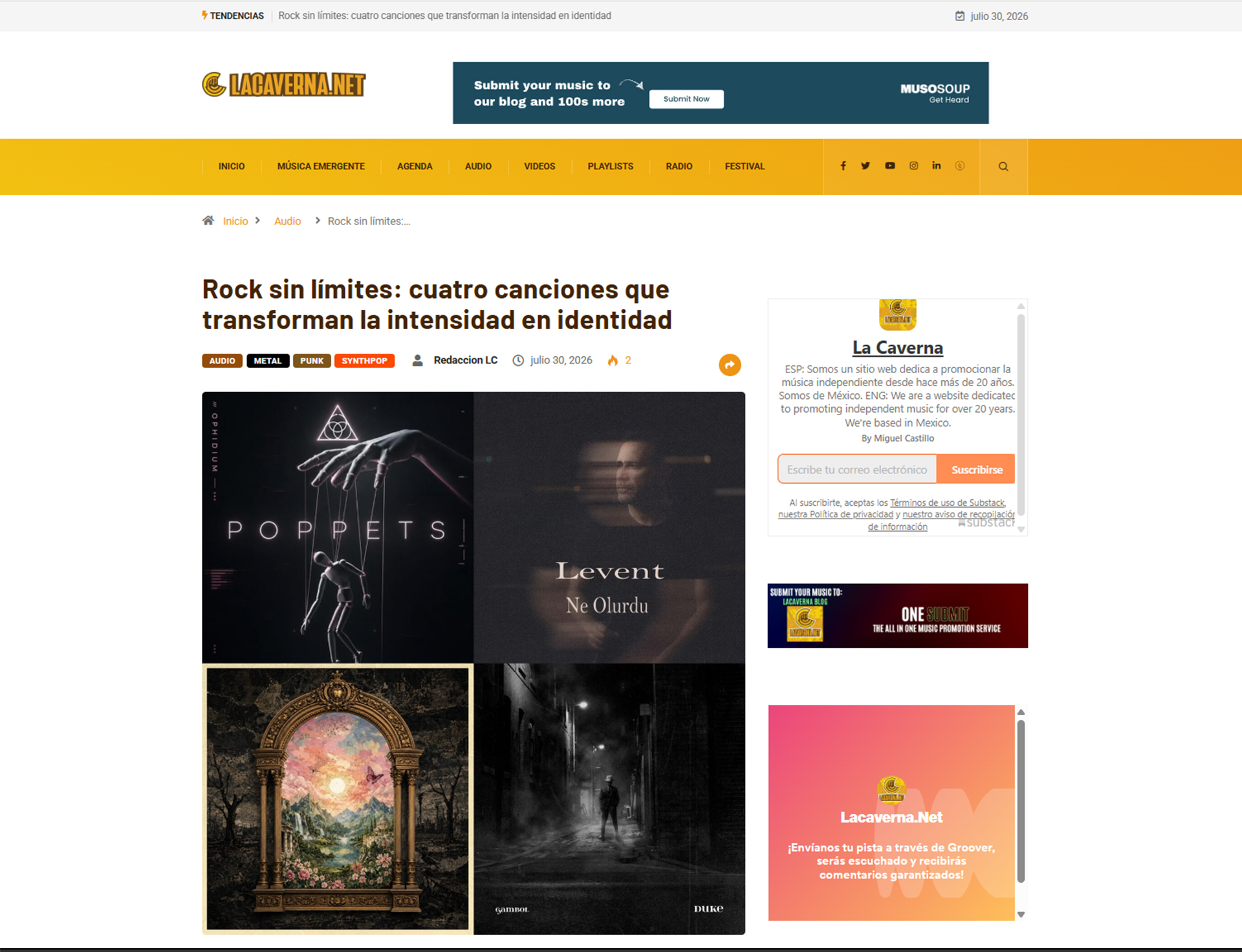 LaCaverna.net - Rock sin límites: cuatro canciones que transforman la intensidad en identidad