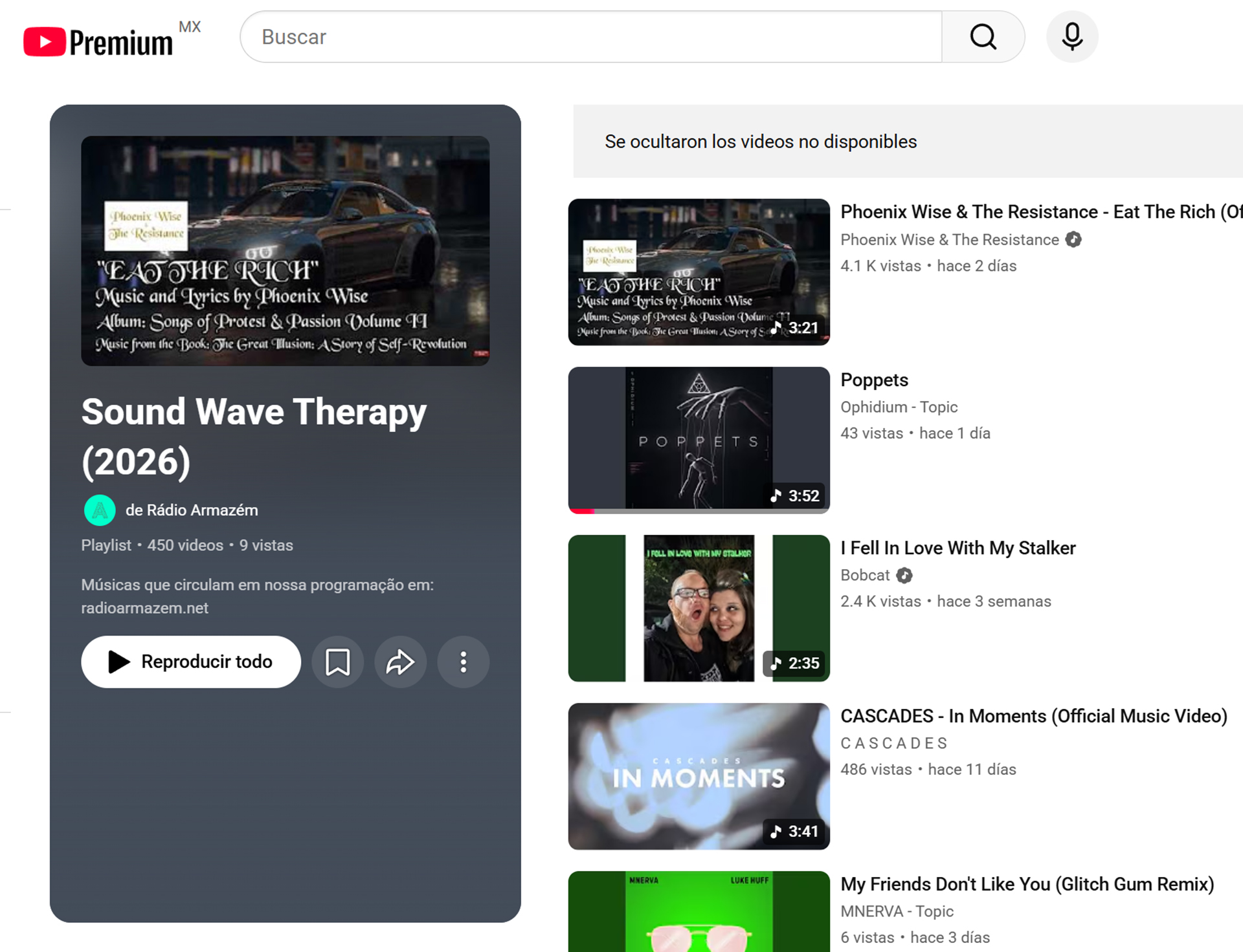 Lista Sound Wave Therapy 2026 de Rádio Armazém en YouTube